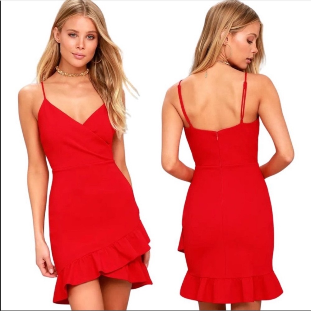 Lulu's Red Sealed With A Kiss Mini Dress